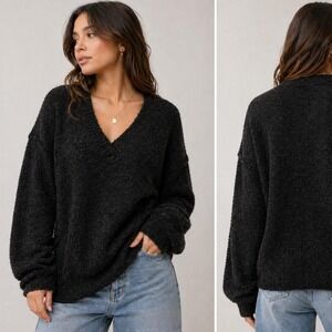 🖤 Cozy Black Textured Sweater (XL) 🖤